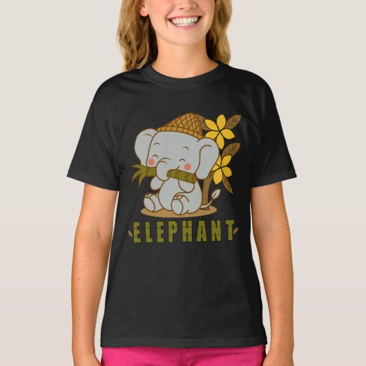 Olifanten en champa bloemen t-shirt (Voorkant)