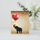 Olifanten en hartvormige ballonnen Valentijns Briefkaart (Staand voorkant)