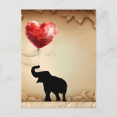 Olifanten en hartvormige ballonnen Valentijns Briefkaart (Voorkant)