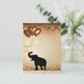 Olifanten en hartvormige ballonnen Valentijns Briefkaart (Staand voorkant)