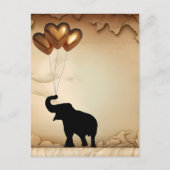 Olifanten en hartvormige ballonnen Valentijns Briefkaart (Voorkant)