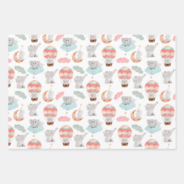 Olifanten en liefde hart patroon inpakpapier vel