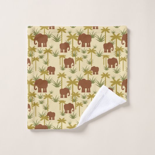 Olifanten en palmen in camouflage bad handdoek (Wasdoekje)