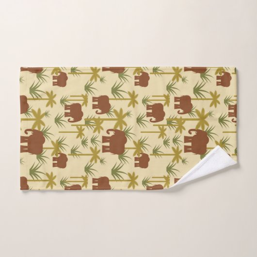 Olifanten en palmen in camouflage bad handdoek (Handdoek)