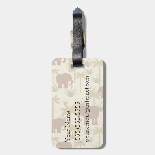 Olifanten en palmen in camouflage bagagelabel (Achterkant verticaal)