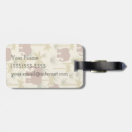 Olifanten en palmen in camouflage bagagelabel (Achterkant horizontaal)