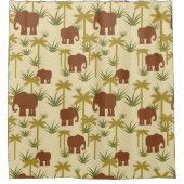 Olifanten en palmen in camouflage douchegordijn (Voorkant)