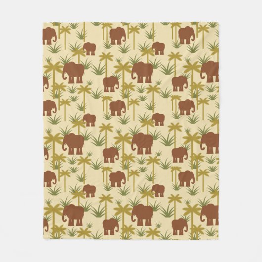 Olifanten en palmen in camouflage fleece deken (Voorkant)