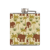 Olifanten en palmen in camouflage heupfles (Achterkant)