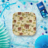 Olifanten en palmen in camouflage papieren bordje (Feest)