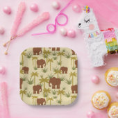 Olifanten en palmen in camouflage papieren bordje (Feest)