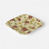 Olifanten en palmen in camouflage papieren bordje (Gebogen)