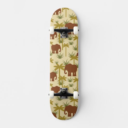 Olifanten en palmen in camouflage persoonlijk skateboard (Voorkant)