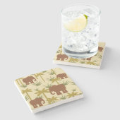 Olifanten en palmen in camouflage stenen onderzetter (Zijkant)