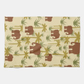 Olifanten en palmen in camouflage theedoek (Horizontaal)