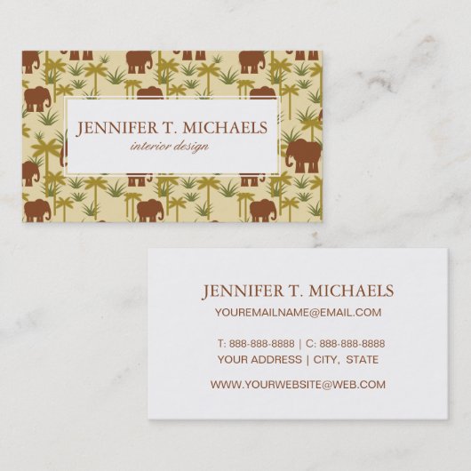 Olifanten en palmen in camouflage visitekaartje (Voorkant / Achterkant)