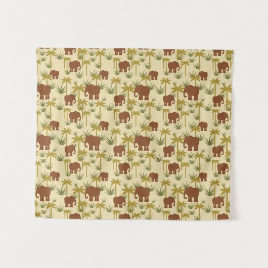 Olifanten en palmen in camouflage wandkleed (Voorkant (horizontaal))