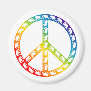 Olifanten en vredesymbool magneet