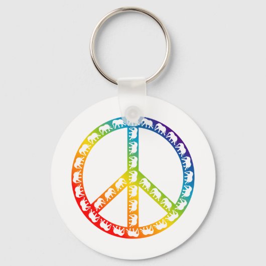 Olifanten en vredesymbool sleutelhanger (Voorkant)