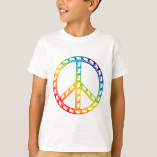 Olifanten en vredesymbool t-shirt