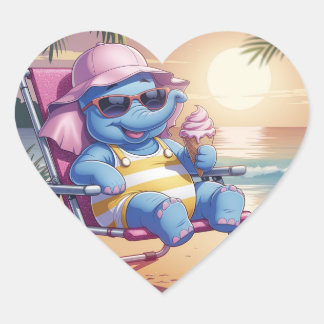 Olifanten eten zomerijs hart sticker
