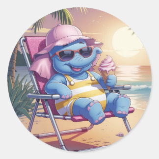 Olifanten eten zomerijs ronde sticker
