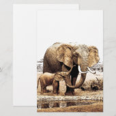 Olifanten Familie Briefpapier (Voorkant / Achterkant)