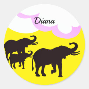 Olifanten Familie Ronde Sticker