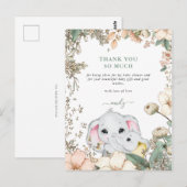 Olifanten Foliage Sage Groen Baby shower Dank u Briefkaart (Voorkant / Achterkant)