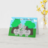 Olifanten gepersonaliseerd 6e verjaardag kaart (Gele Bloem)