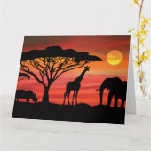 Olifanten, Giraffes en neushoorns in Afrika Kaart (Gele Bloem)