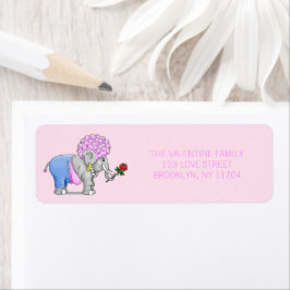 Olifanten Happy Valentijnsdag Etiket