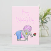 Olifanten Happy Valentijnsdag Feestdagenkaart (Staand voorkant)