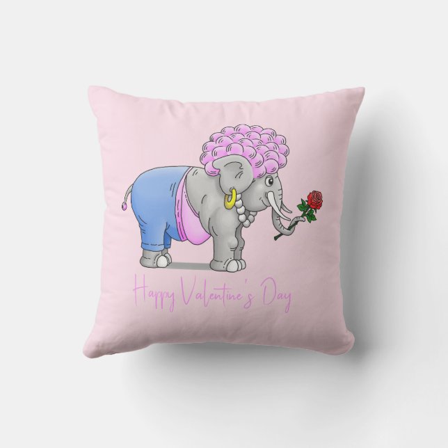Olifanten Happy Valentijnsdag Kussen (Achterkant)