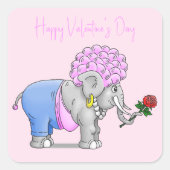 Olifanten Happy Valentijnsdag Vierkante Sticker (Voorkant)