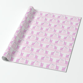 Olifanten het is een meisje roze baby shower wrap cadeaupapier