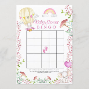 Olifanten Hete Luchtballon Baby shower Bingo spel Kaart