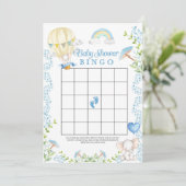 Olifanten Hete Luchtballon Baby shower Bingo spel Kaart (Staand voorkant)