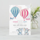 Olifanten & heteluchtballonnen Geslacht onthullen  Kaart (Staand voorkant)