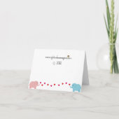 Olifanten in blauw en roze tweeling dank u bedankkaart (Achterkant)