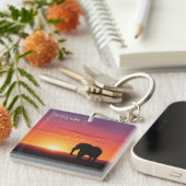 Olifanten in Botswana reizen bij zonsondergang Sleutelhanger (Voorkant Rechts)