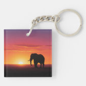 Olifanten in Botswana reizen bij zonsondergang Sleutelhanger (Achterkant)