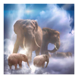 Olifanten in de hemel foto afdruk