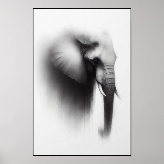 Olifanten in de mist Abstract Poster (Voorkant)