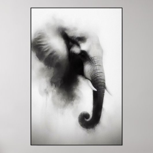 Olifanten in de mist Abstract Poster (Voorkant)