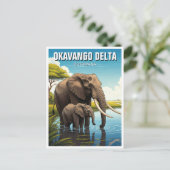 Olifanten in de Okavango Delta in Botswana Briefkaart (Staand voorkant)