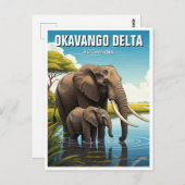 Olifanten in de Okavango Delta in Botswana Briefkaart (Voorkant / Achterkant)