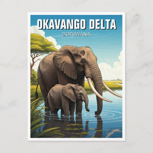 Olifanten in de Okavango Delta in Botswana Briefkaart (Voorkant)