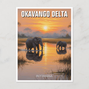 Olifanten in de Okavango Delta in Botswana Briefkaart