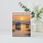 Olifanten in de Okavango Delta in Botswana Briefkaart (Staand voorkant)
